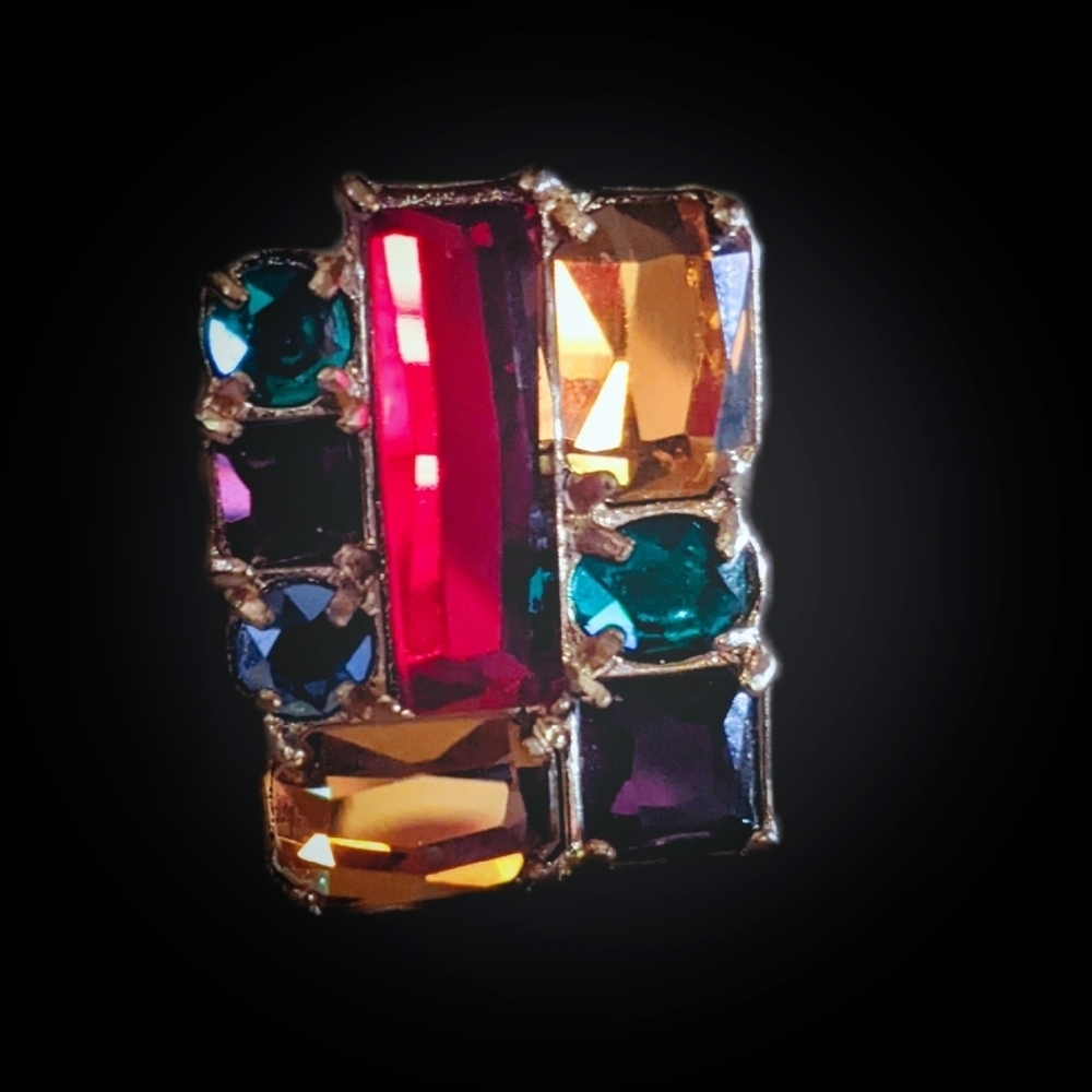 Vintage Multicolor Statement Geometric Ring Size 7